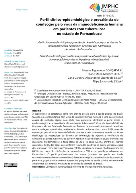 PDF Perfil clínico epidemiológico e prevalência de coinfecção pelo