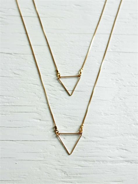 Gold Triangle Necklace Layered Multi Chain A Common Thread Gold