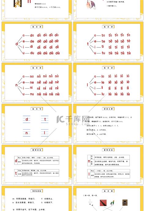 部编版一年级语文上册汉语拼音dtnlPPT课件ppt模板免费下载 PPT模板 千库网