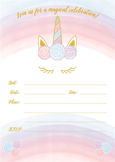 Unicorn Invitation Template Free