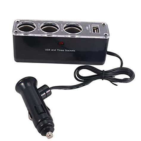 BANDQ 3 Way Multi Socket CAR Cigarette Lighter Splitter USB Plug