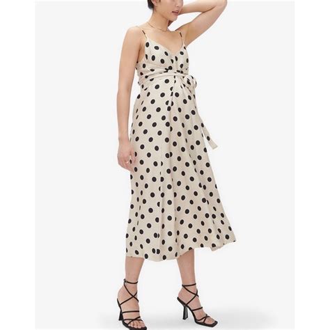 Hatch Dresses Hatch Hatch Collection Tori Wrap Polka Dot Midi Dress