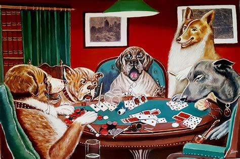 Dogs Playing Poker Reproduction Cassius Coolidge Art Oil Painting Original Game Poker Canvas by