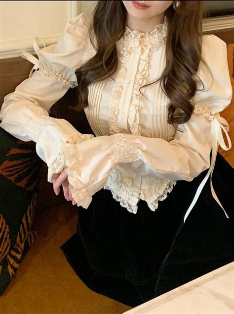 Lace Ruffle Ruffle Blouse Elegant Lolita Lolita Blouse Puff Long