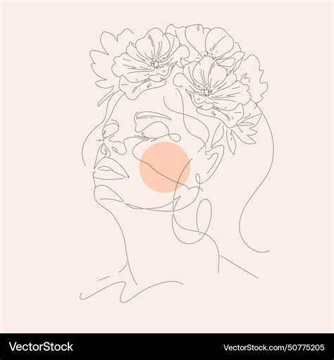 Beautiful line art portrait Royalty Free Vector Image