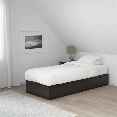 Nordli Anthracite Bed With Storage 90x200 Cm Ikea