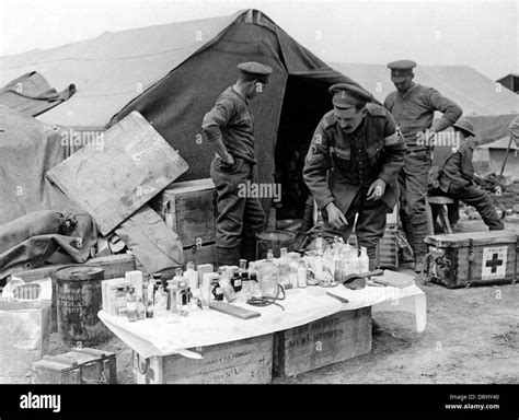 British Camp With Medical Dispensary Western Front WW1 Stock Photo