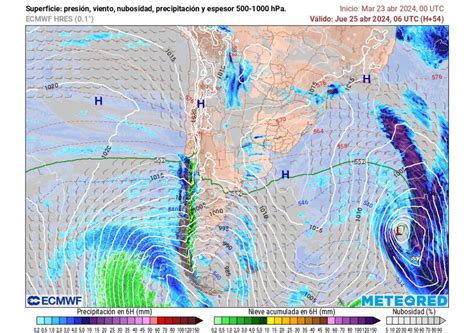 Sistema frontal llevará lluvias y nieve a 8 regiones de Chile desde