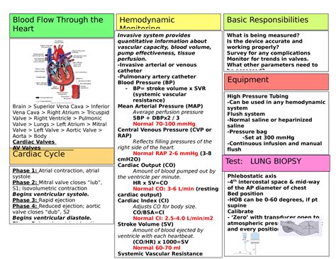 Hemodynamics Concept Maps Hemodynamic Basic Responsibilities