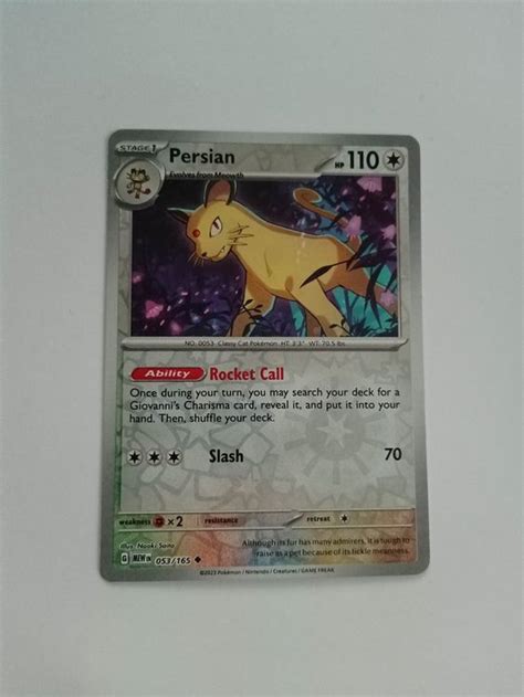 Persian Snobilikat REVERSE HOLO Pokemon 151 Mew Kaufen Auf Ricardo