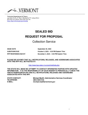 Fillable Online SEALED BID REQUEST FOR PROPOSAL Collection Service Fax