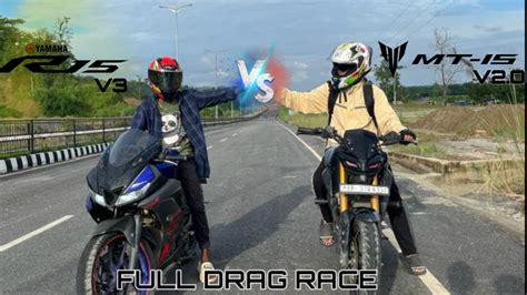 Yamaha R V Vs Mt Bs Drag Racenaked Vs Sports Top End Race Youtube