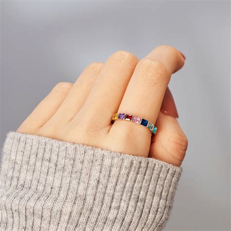 Personalized 1-7 Kids' Birthstone Square Ring