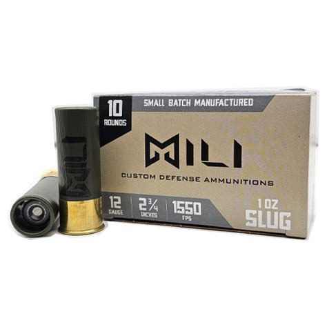 12 Gauge MILI Custom Defense 2 3 4 Rifled 1 Oz Slug 10 Rounds