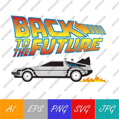 Back To The Future Delorean And Logo Vector Digital Download Etsy