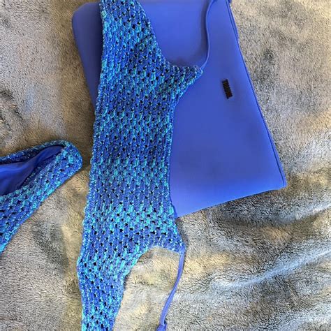 Blue Crochet Bikini Set From The Brand Triangl Depop