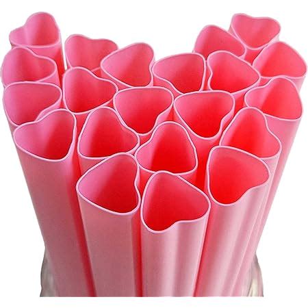 Amazon The Best Moon Pcs Heart Shaped Pink Straws Disposable