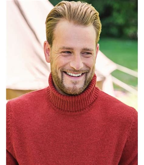 Garnet Pure Lambswool Mens Lambswool Polo Neck Jumper