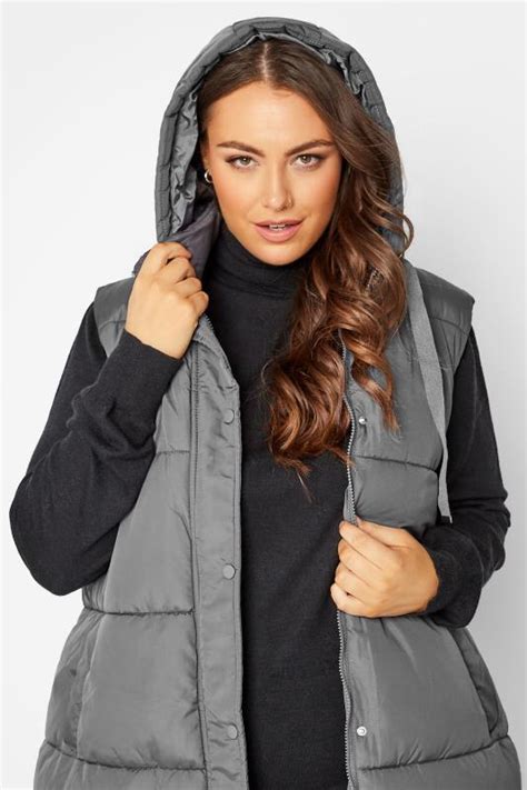 Plus Size Grey Maxi Panelled Puffer Gilet Yours Clothing