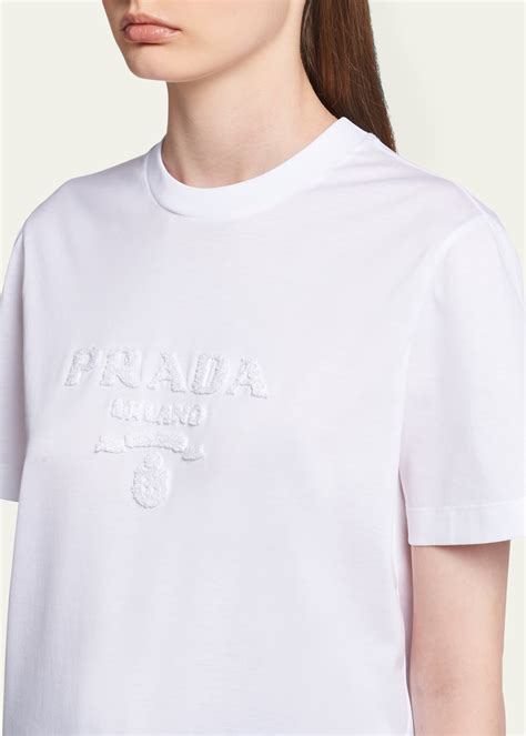 Prada Logo Embroidered Jersey T Shirt Bergdorf Goodman