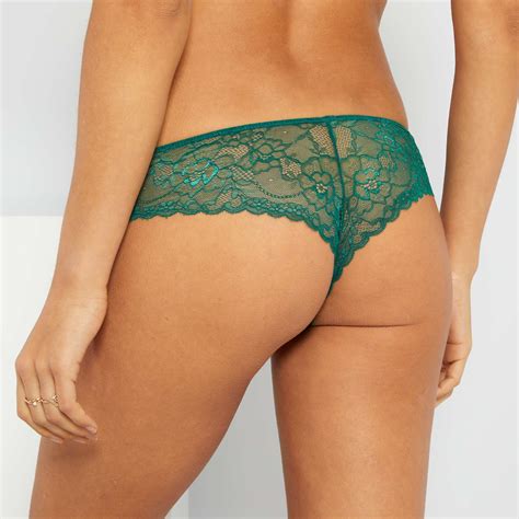 Tanga Dentelle Et Microfibre Lingerie Du S Au XXL Noir Kiabi 4 00