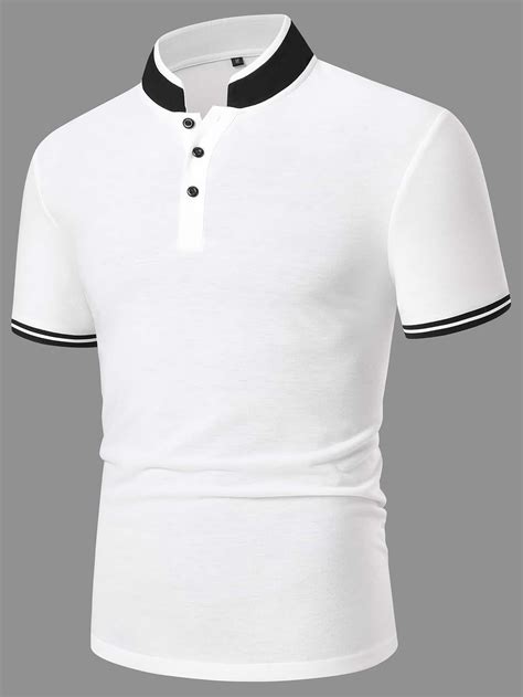 Men Contrast Trim Polo Shirt In 2024 Mens Shirt Dress Stylish Mens Suits Fashion Suits For Men