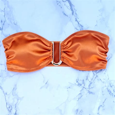 Bandeau Piece Bikini With Satin Finish And Gold Highlights Chuzko