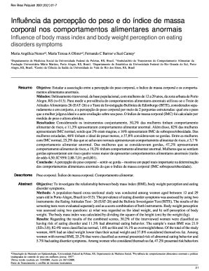 Fillable Online Influncia Da Percepo Do Peso E Do Ndice De Massa Fax