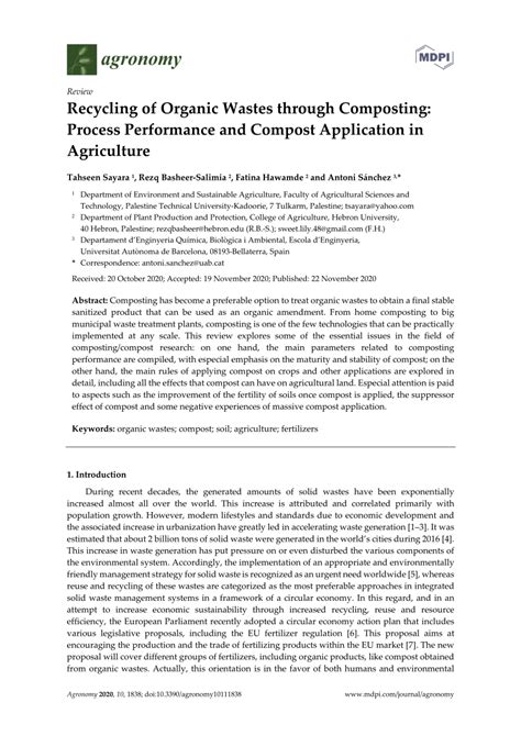 PDF Recycling Of Organic Wastes Through Composting Process