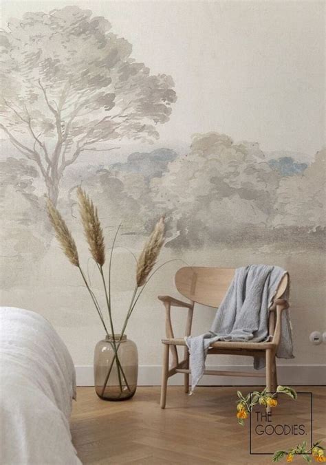 Fuzzy Countryside Wall Mural Scenic Wallpaper Landscape Vintage