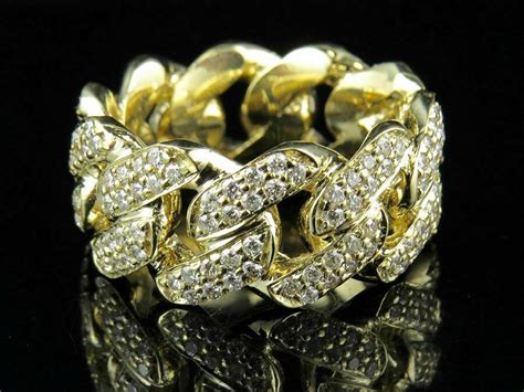 Diamond Mens Miami Cuban Eternity Ring Band 250 Ct 11mm 14k Yellow