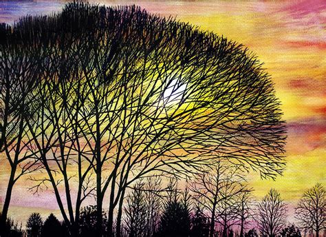 Sunset Tree Silhouette Painting by Brian Wallace - Pixels