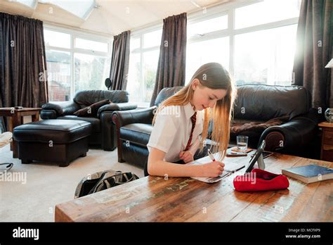 Teenage British Schoolgirl In Uniform Banque De Photographies Et D