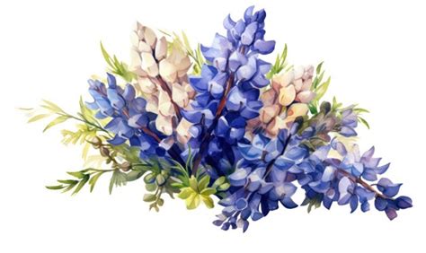 Premium AI Image | Watercolor painting of Bluebonnet on white paper ...