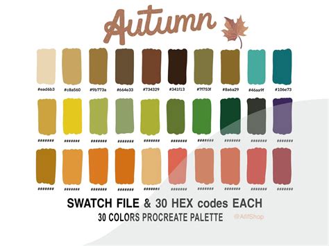 Season Color Palette 120 Colors 4 Swatches HEX Codes - Etsy em 2022 ...