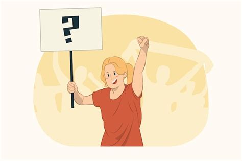 Premium Vector Young Protesting Woman Hold Protest Sign Broadsheet