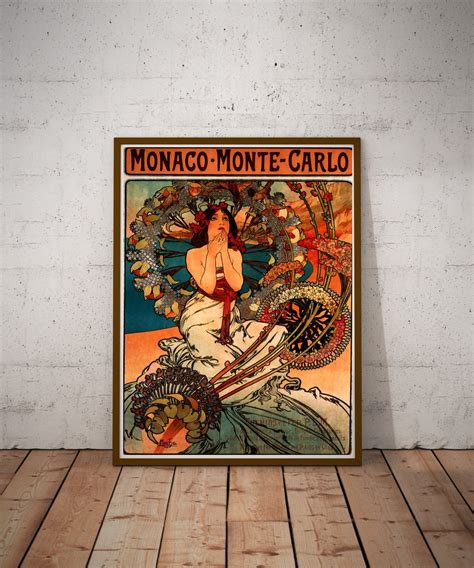 Alphonse Mucha Monaco Monte Carlo 1897 Fine Art Poster Etsy