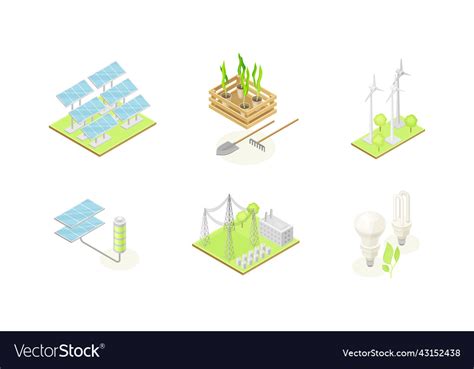 renewable green energy sources set eco friendly vector image