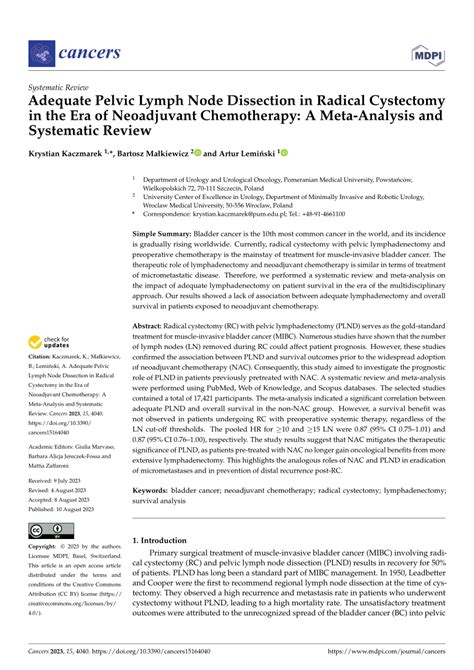 Pdf Adequate Pelvic Lymph Node Dissection In Radical Cystectomy In The Era Of Neoadjuvant