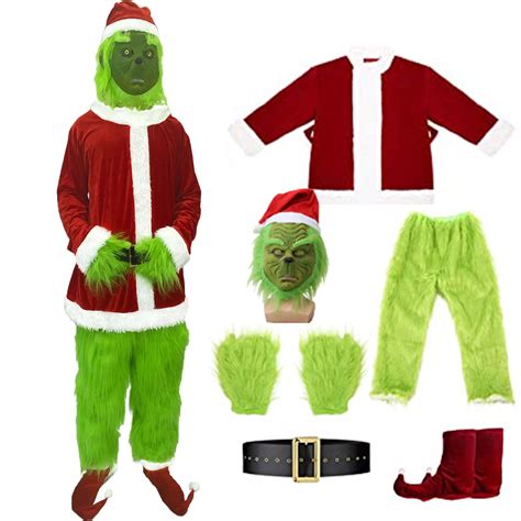 Christmas Green Skin Monster 7 Pieces Costume Anime Green Skin Monster ...