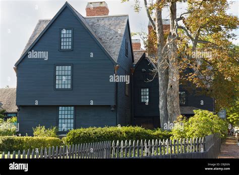 American Wooden Mansion Of Colonial Style On Coastline Of Salem