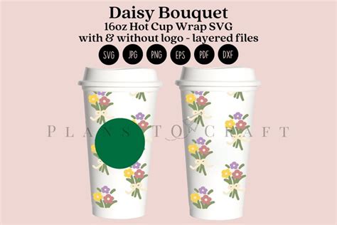 Daisy Spring Floral Starbucks Oz Hot Cup Wrap SVG
