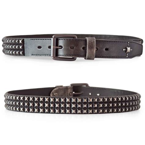 Mens Studded Belt Grey Studded Leather Vintage Studded Belt 3 Row