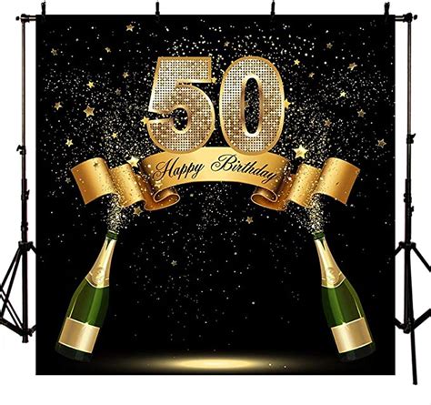 Mehofoto Gold And Black Photo Studio Booth Background Adult Happy 50th