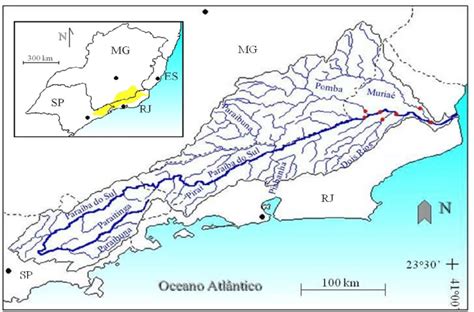 Location of the Paraíba do Sul River Basin in relation to four ...