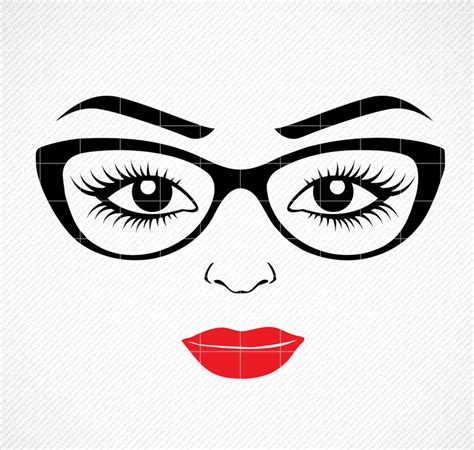 Women S Face Svg Girl In Glasses Svg Women Face Png Eye Lashes Svg