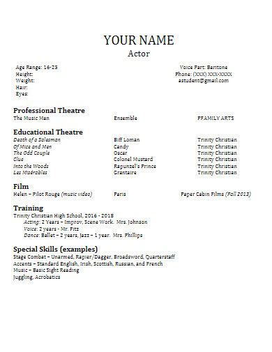 Theater Resume 10 Examples Format How To Create PDF