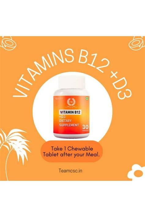 Csc Vitamin B12 Supplement For Men And Women With Vitamin D3 30 Chewable Tablets Jiomart