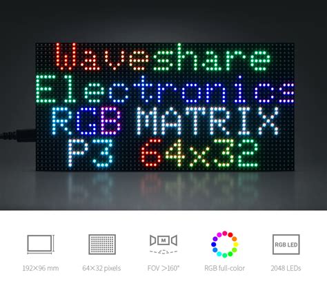 Rgb Full Color Led Matrix Panel Pixels Adjustable Brightness