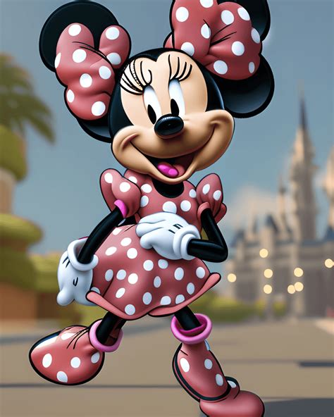 Minnie Mouse corriendo con símbolos de dólar en forma de ojos